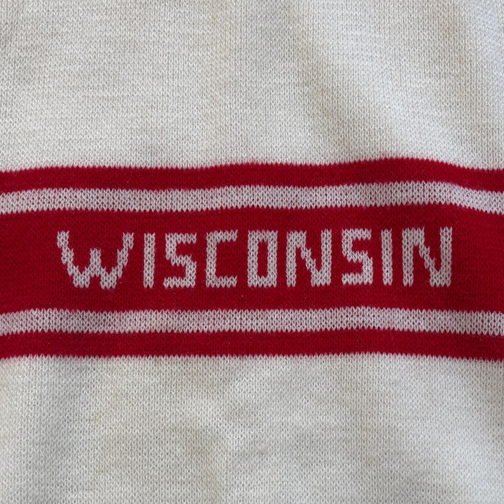 Wisconsin Vintage Wool Crewneck Sweater - Red and White - Picture 3 of 11